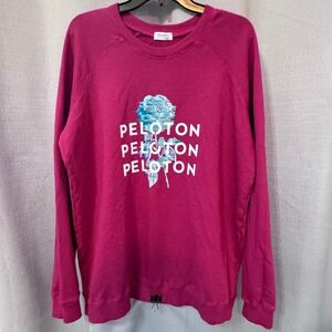 Peloton Women Large Oversized Crewneck Sweatshirt Red Rose MSRP $68 NWT